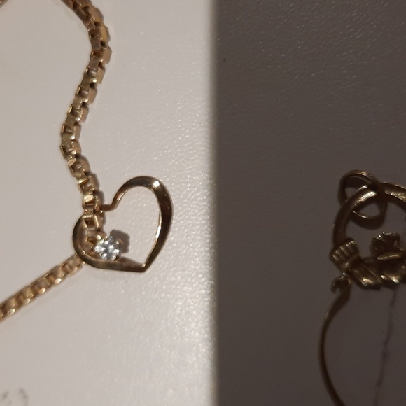 Authentic genuine solid 14K yellow gold 💛 CZ Floating open heart Pendant CHARM - Picture 1 of 6